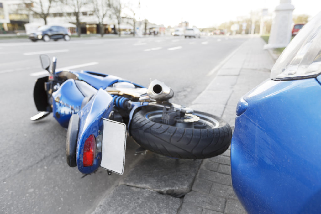 Overturned motorcycle