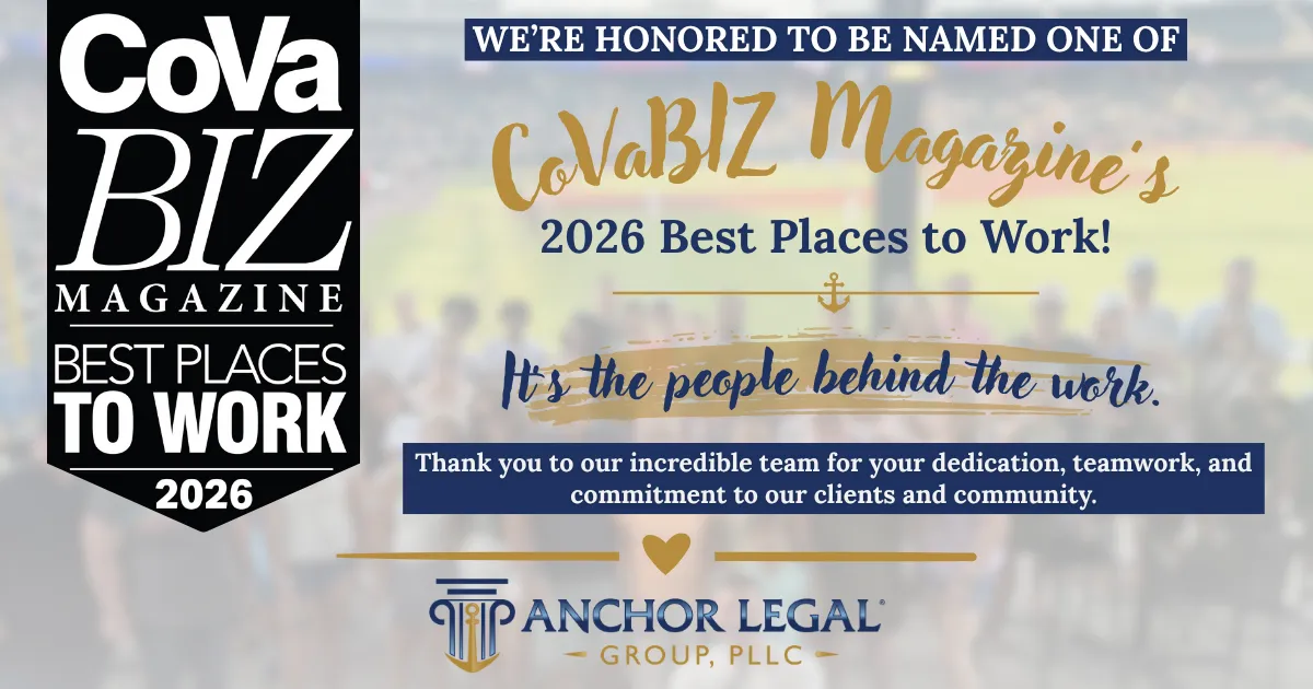 Anchor Legal Group, PLLC named to CoVaBIZ Magazine's 2026 Best Places to Work list